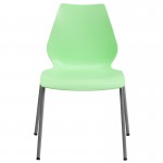 770 lb. Capacity Green Stack Chair with Lumbar Support and Silver Frame