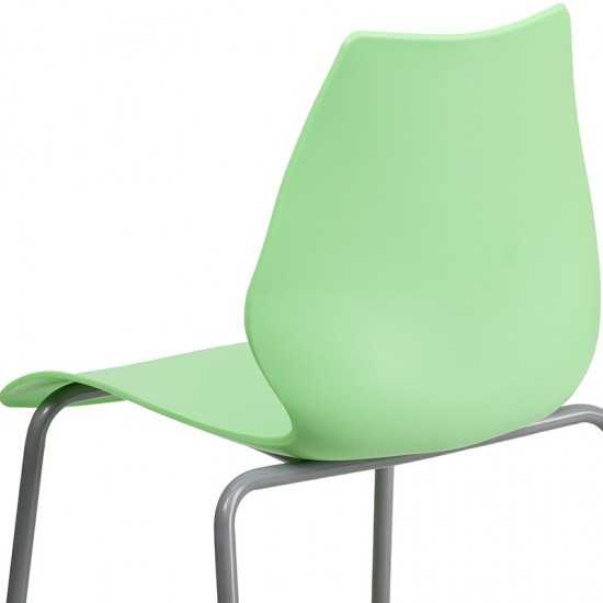 770 lb. Capacity Green Stack Chair with Lumbar Support and Silver Frame