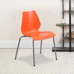 770 lb. Capacity Orange Stack Chair with Lumbar Support and Silver Frame