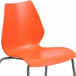 770 lb. Capacity Orange Stack Chair with Lumbar Support and Silver Frame