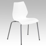 770 lb. Capacity White Stack Chair with Lumbar Support and Silver Frame