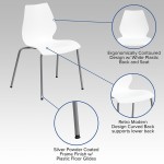 770 lb. Capacity White Stack Chair with Lumbar Support and Silver Frame