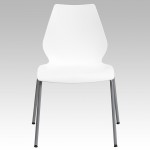 770 lb. Capacity White Stack Chair with Lumbar Support and Silver Frame