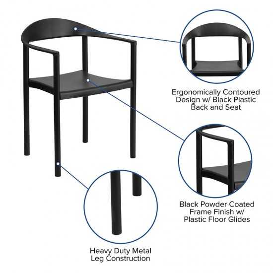 1000 lb. Capacity Black Plastic Cafe Stack Chair