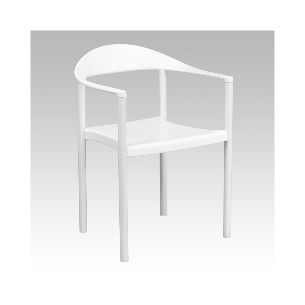 1000 lb. Capacity White Plastic Cafe Stack Chair