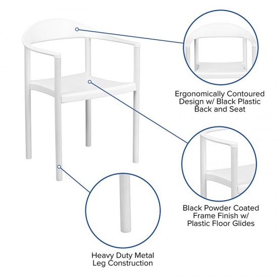 1000 lb. Capacity White Plastic Cafe Stack Chair