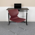 661 lb. Capacity Burgundy Full Back Stack Chair with Gray Powder Coated Frame