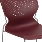 661 lb. Capacity Burgundy Full Back Stack Chair with Gray Powder Coated Frame