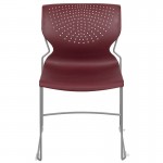 661 lb. Capacity Burgundy Full Back Stack Chair with Gray Powder Coated Frame