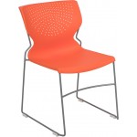 661 lb. Capacity Orange Full Back Stack Chair with Gray Powder Coated Frame