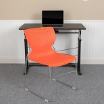 661 lb. Capacity Orange Full Back Stack Chair with Gray Powder Coated Frame