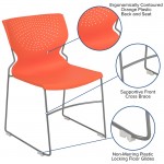 661 lb. Capacity Orange Full Back Stack Chair with Gray Powder Coated Frame