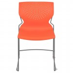 661 lb. Capacity Orange Full Back Stack Chair with Gray Powder Coated Frame