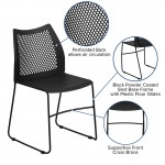 661 lb. Capacity Black Stack Chair with Air-Vent Back and Black Powder Coated Sled Base