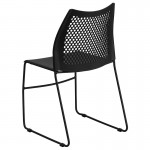 661 lb. Capacity Black Stack Chair with Air-Vent Back and Black Powder Coated Sled Base