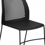 661 lb. Capacity Black Stack Chair with Air-Vent Back and Black Powder Coated Sled Base