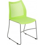 661 lb. Capacity Green Stack Chair with Air-Vent Back and Gray Powder Coated Sled Base