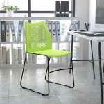 661 lb. Capacity Green Stack Chair with Air-Vent Back and Gray Powder Coated Sled Base