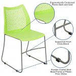 661 lb. Capacity Green Stack Chair with Air-Vent Back and Gray Powder Coated Sled Base