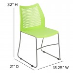 661 lb. Capacity Green Stack Chair with Air-Vent Back and Gray Powder Coated Sled Base