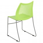 661 lb. Capacity Green Stack Chair with Air-Vent Back and Gray Powder Coated Sled Base