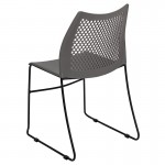 661 lb. Capacity Gray Stack Chair with Air-Vent Back and Black Powder Coated Sled Base