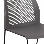 661 lb. Capacity Gray Stack Chair with Air-Vent Back and Black Powder Coated Sled Base