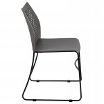 661 lb. Capacity Gray Stack Chair with Air-Vent Back and Black Powder Coated Sled Base