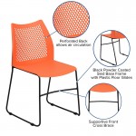 661 lb. Capacity Orange Stack Chair with Air-Vent Back and Black Powder Coated Sled Base