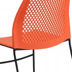 661 lb. Capacity Orange Stack Chair with Air-Vent Back and Black Powder Coated Sled Base