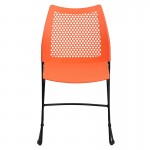 661 lb. Capacity Orange Stack Chair with Air-Vent Back and Black Powder Coated Sled Base