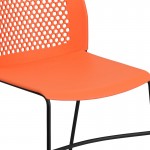 661 lb. Capacity Orange Stack Chair with Air-Vent Back and Black Powder Coated Sled Base