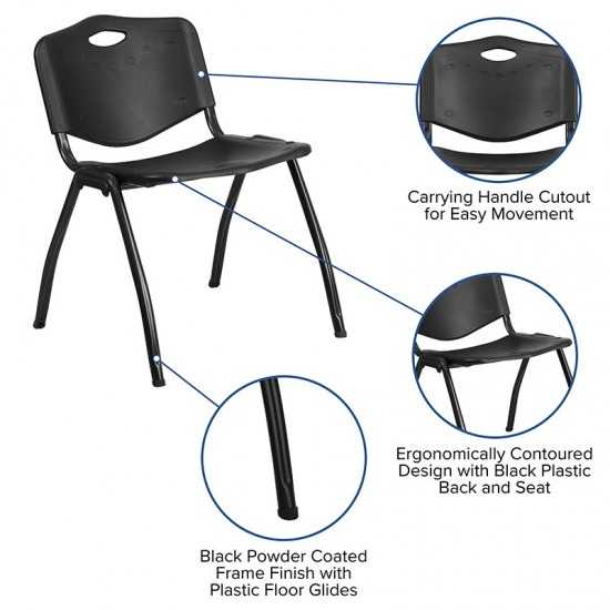 880 lb. Capacity Black Plastic Stack Chair