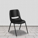 880 lb. Capacity Black Ergonomic Shell Stack Chair with Black Frame