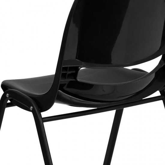 880 lb. Capacity Black Ergonomic Shell Stack Chair with Black Frame