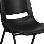 880 lb. Capacity Black Ergonomic Shell Stack Chair with Black Frame