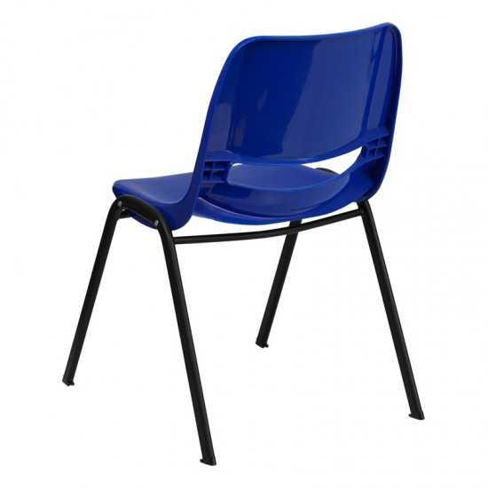 880 lb. Capacity Blue Ergonomic Shell Stack Chair with Black Frame