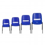 880 lb. Capacity Blue Ergonomic Shell Stack Chair with Black Frame