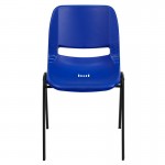 880 lb. Capacity Blue Ergonomic Shell Stack Chair with Black Frame