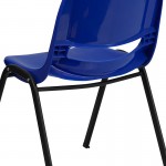 880 lb. Capacity Blue Ergonomic Shell Stack Chair with Black Frame