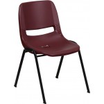 880 lb. Capacity Burgundy Ergonomic Shell Stack Chair with Black Frame