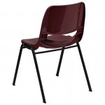 880 lb. Capacity Burgundy Ergonomic Shell Stack Chair with Black Frame