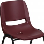 880 lb. Capacity Burgundy Ergonomic Shell Stack Chair with Black Frame