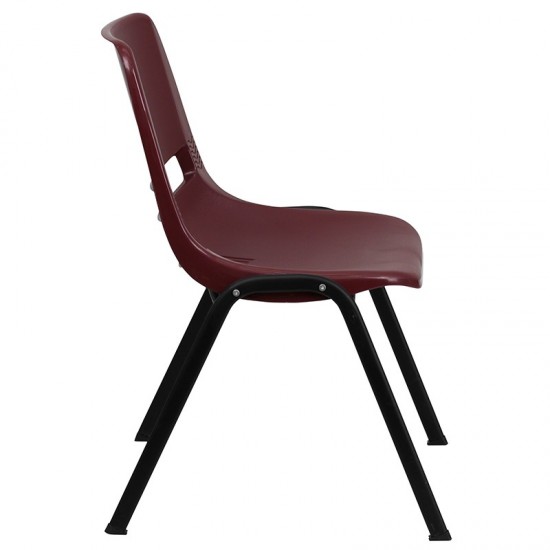 880 lb. Capacity Burgundy Ergonomic Shell Stack Chair with Black Frame