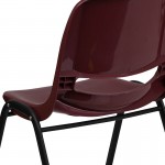 880 lb. Capacity Burgundy Ergonomic Shell Stack Chair with Black Frame