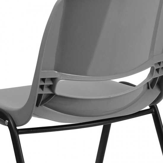 880 lb. Capacity Gray Ergonomic Shell Stack Chair with Black Frame