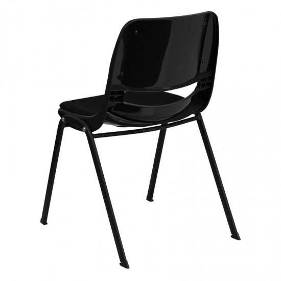 880 lb. Capacity Black Padded Ergonomic Shell Stack Chair with Black Frame