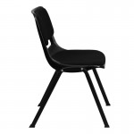 880 lb. Capacity Black Padded Ergonomic Shell Stack Chair with Black Frame