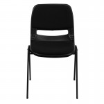 880 lb. Capacity Black Padded Ergonomic Shell Stack Chair with Black Frame