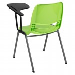 Green Ergonomic Shell Chair with Left Handed Flip-Up Tablet Arm